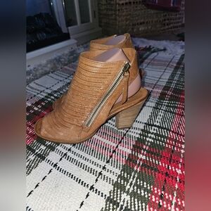 PAUL GREEN 'Cayanne' Chestnut Beautiful Peeptoe Heels w/Zipper 7US 4.5UK